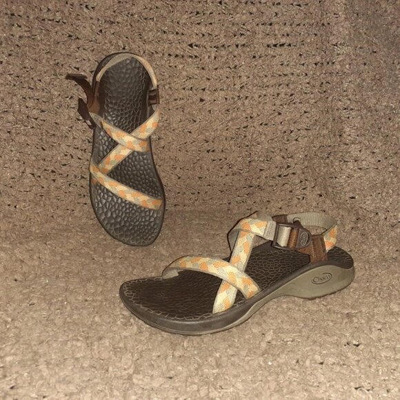 CHACO Z/1 Sandals-Braided Multicolor Geometric Neutrals-Classic-Sz 9-Excellent - Picture 2 of 8